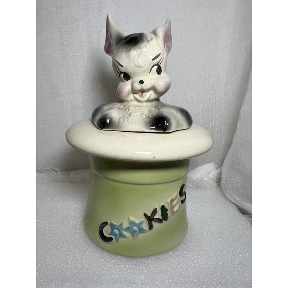 VINTAGE 1950'S RABBIT IN HAT - BISQUE USA. 12" COOKIE JAR - Picture 1 of 12
